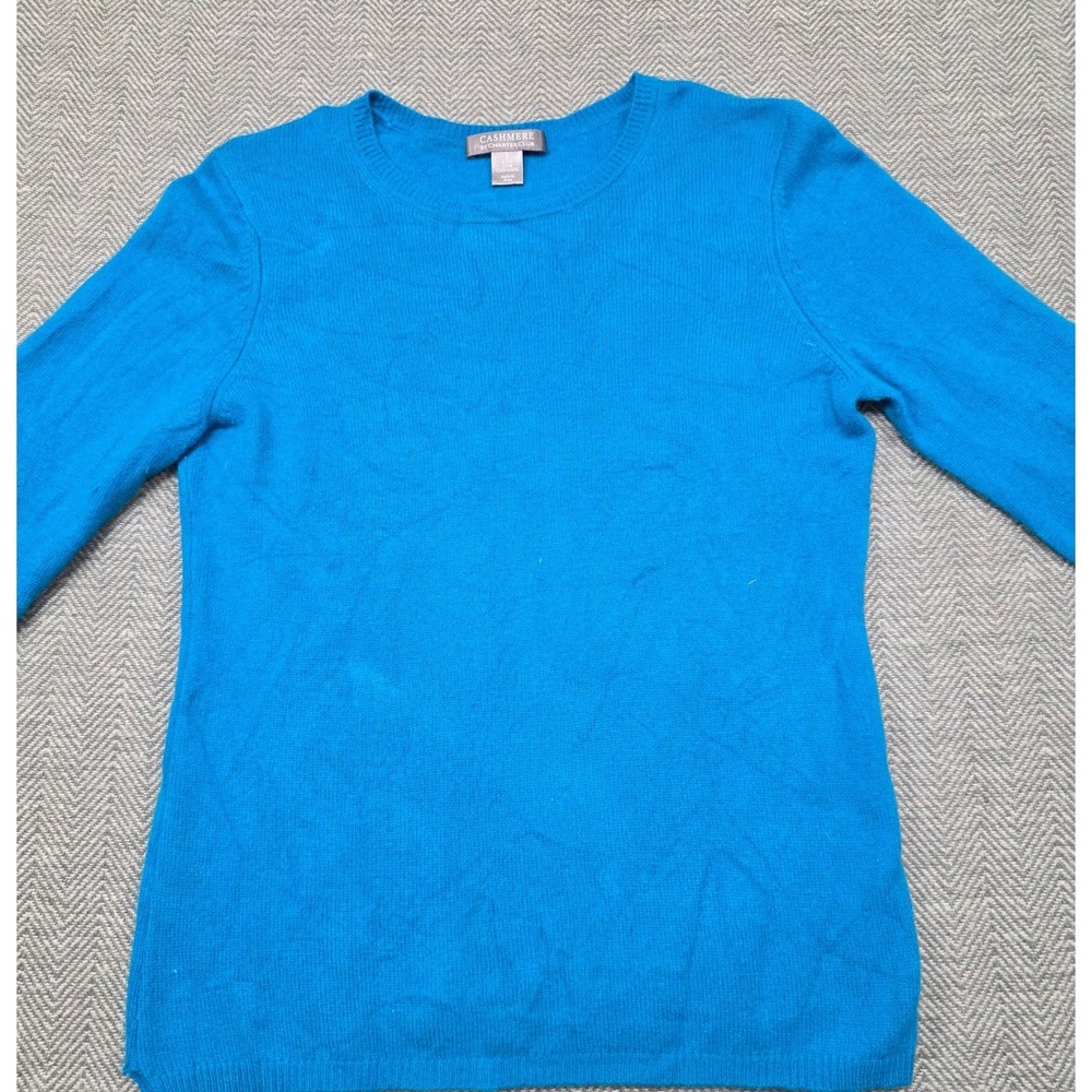 Charter Club Cashmere‎ Sweater Womens Small Turquoise Blue 2-Ply Crewneck Knit